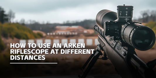 Shooter using an Arken riflescope at different shooting distances