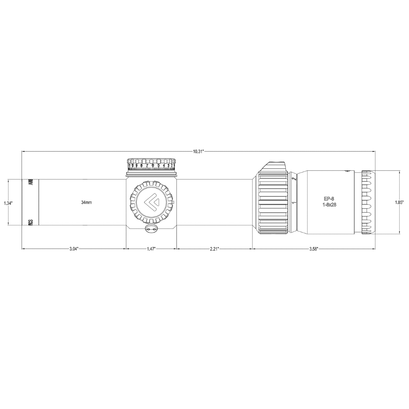 EP-8 1-8x28 LPVO FFP Illuminated Reticle - 34mm Tube